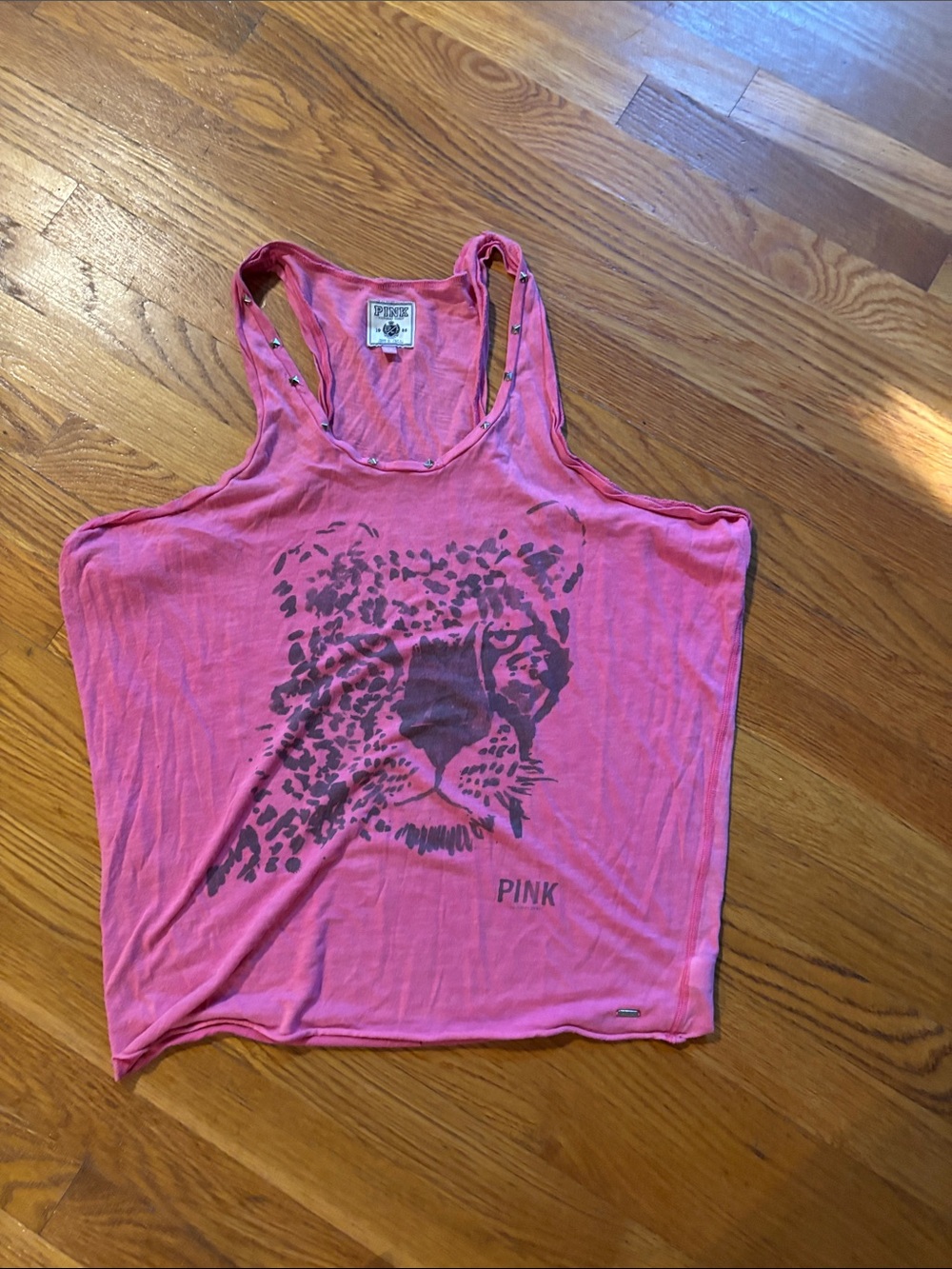 PINK Victoria's Secret Hot Pink Leopard Face Tank